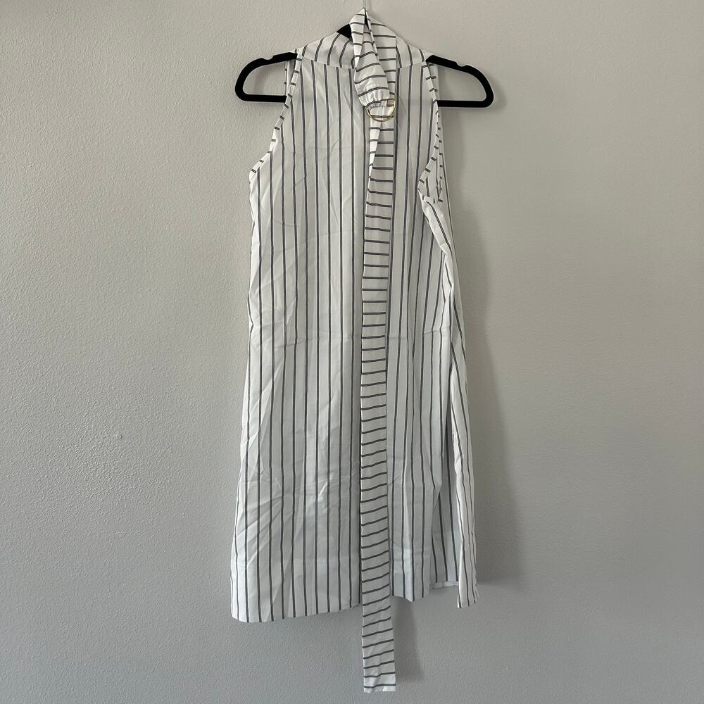 MONICA NERA  Soho Mini Dress White Gray Striped Size Small